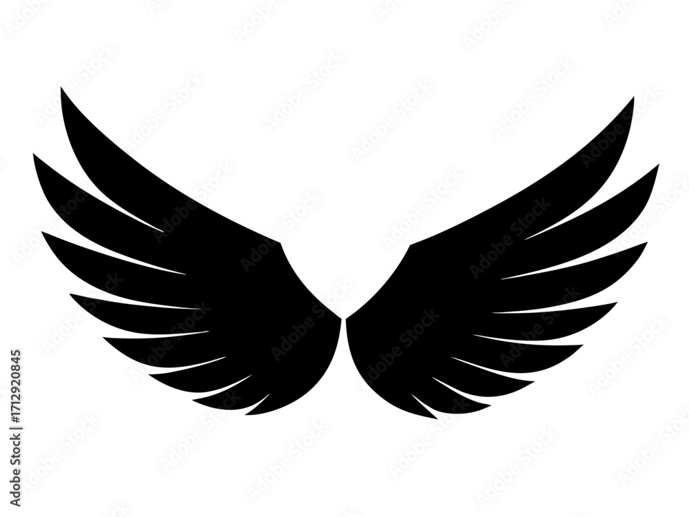 Fototapeta premium wings black silhouette vector,wings icon