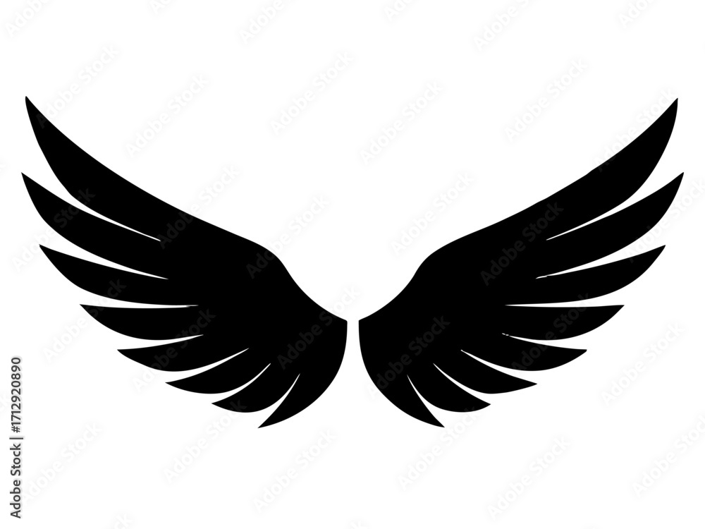 Fototapeta premium wings black silhouette vector,wings icon