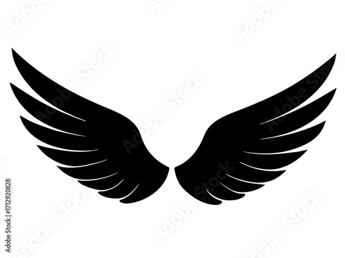wings black silhouette vector,wings icon