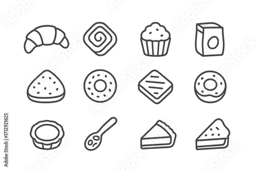 Icon vector fruit grid milk breakfast icons oat spoonful granola cereal box