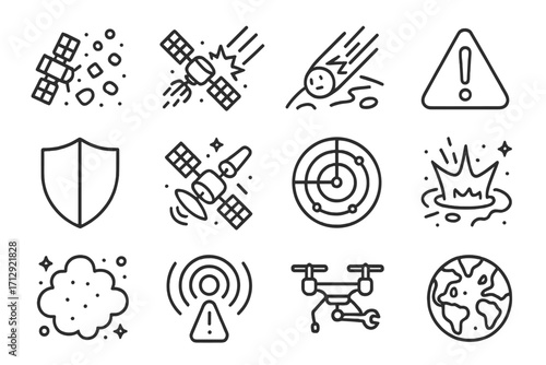 Protection baby debris vector space satellite hazard warning orbital icon icons meteor