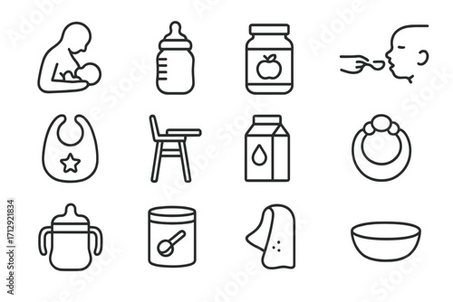 Feeding jar hygiene ring vector food icon can burp cloth bottle baby