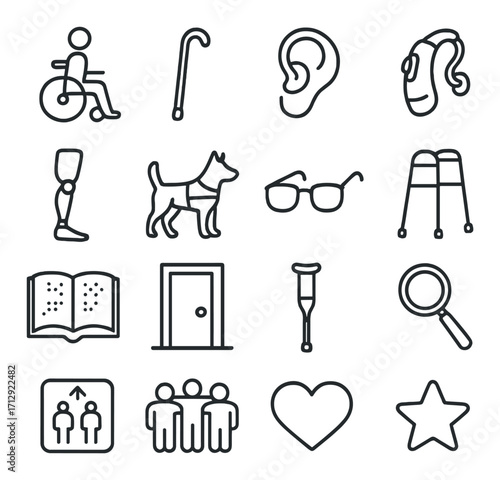Accessibility symbols featuring mobility and communication aids
