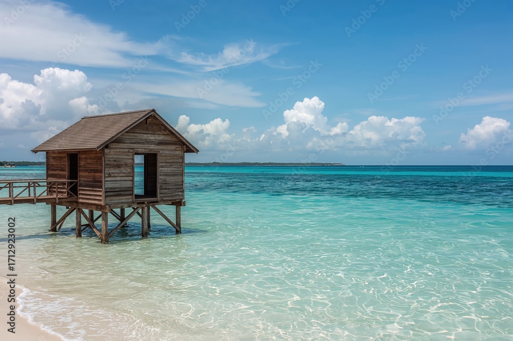 Fototapeta premium Timber framework set along a sandy shoreline
