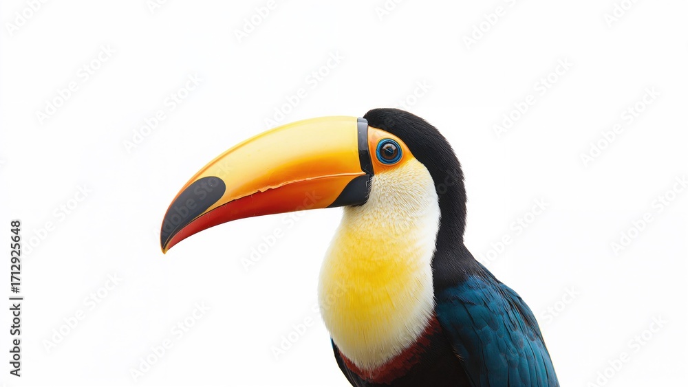 Naklejka premium Solitary White Toco Toucan Bird