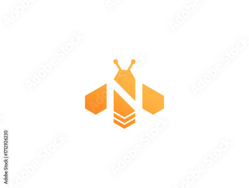 This modern and creative logo design combines a hexagonal bee with the letter N. The design is perfect for brands related to technology, honey products, or nature