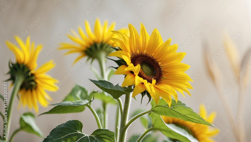 Fototapeta premium Bright Sunflower Blossom with Yellow Petals