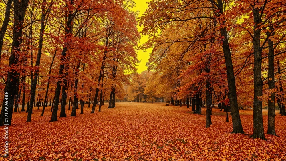 Fototapeta premium Bright amber hues of the fall season