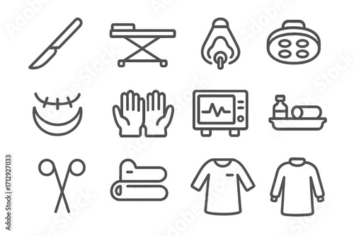 Scalpel sterile icon mask surgery vector icons table scissors gown pet surgical