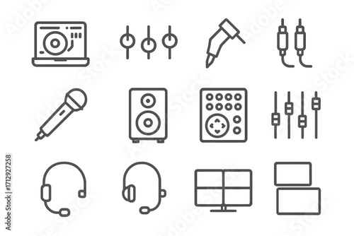 Mic control screens vector gear system video lighting tech audio headset nightclub