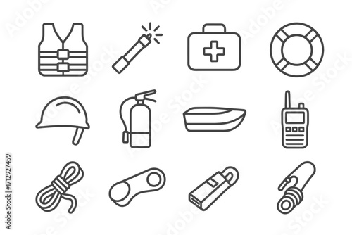 Icons radio icon vector rope rescue emergency safety lifebuoy marine fire whistle
