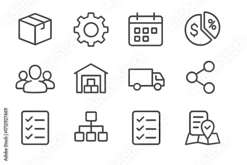 Calendar settings management list resource icon vector task icons logistics budget warehouse