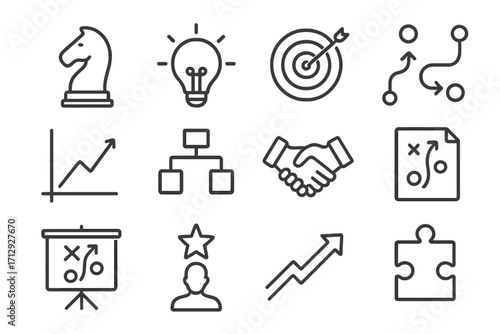 Screen analytics management star vector strategic idea goal icons piece icon decision