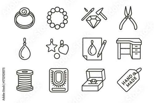 Making vector charm tools diy packaging jewelry tag handmade pliers icons icon