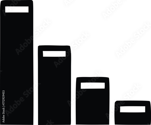 Visual representation of declining data bar chart graphic for business analysis and financial trends