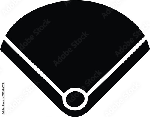 Simple black and white silhouette of a baseball field highlighting home plate and base lines graphic for sports design and emblems