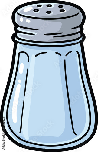 Isolated salt shaker with crystals food seasoning kitchen accessory vector