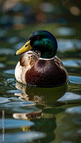 Close-up of a Mallard duck on water