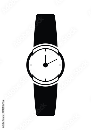 Minimalist Black and White Wristwatch Icon