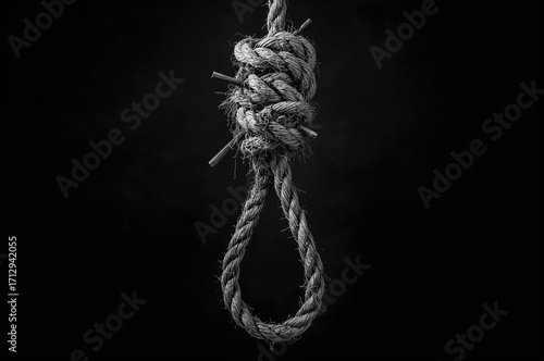 Vintage rope tied in a hanging loop