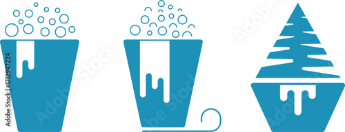Vector cups of coffee. Vector cups of coffee, ice and drink cups, soft drinks, paper napkins, water and soda	
