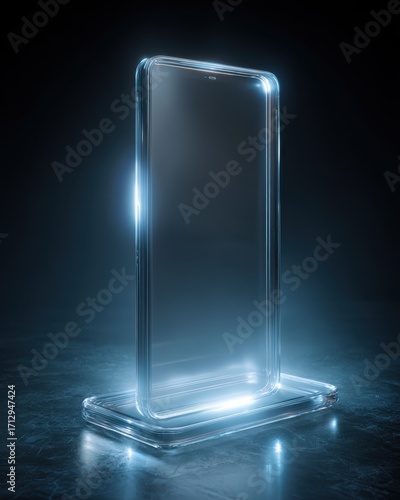 Glowing Futuristic Smartphone Concept on Dark Background