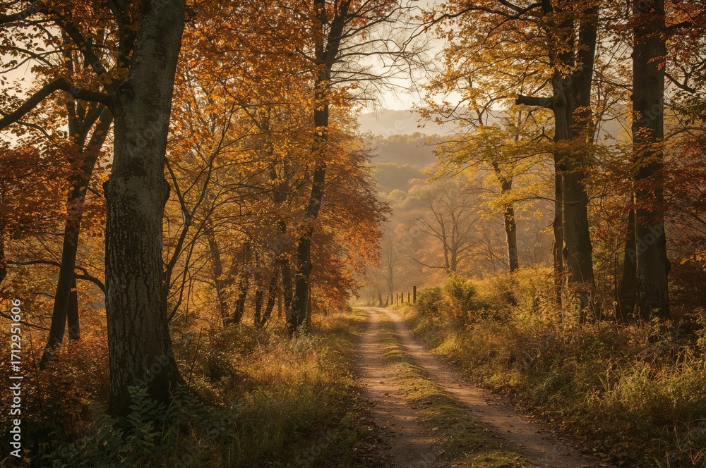 Obraz premium Autumn afternoon in a forest setting
