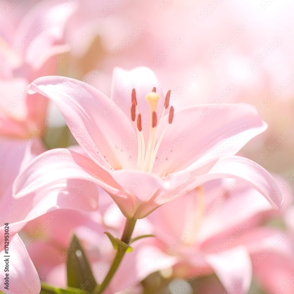 Fototapeta premium Soft focus image of delicate pink lilies