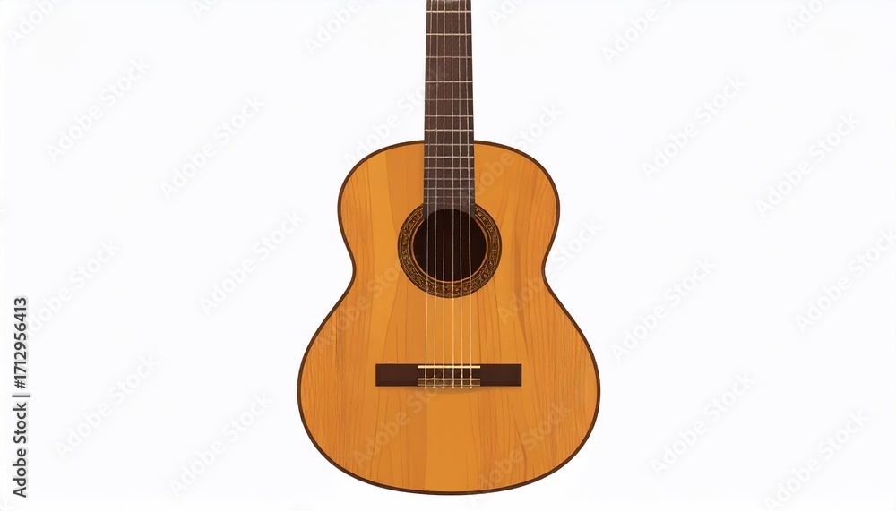 Obraz premium An acoustic guitar on a white background in a studio, a musical instrument
