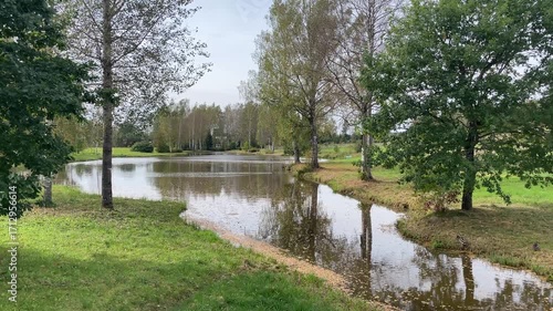 A Beautiful and Tranquil Natural Landscape Featuring a Reflective and Serene Water Body