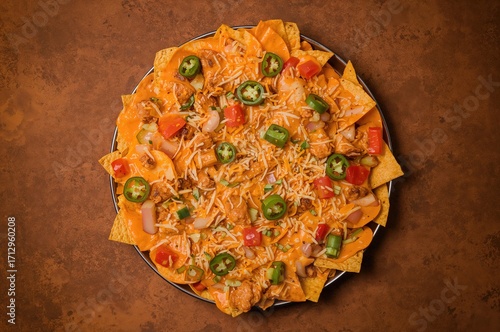 Overhead shot of cheesy nac...