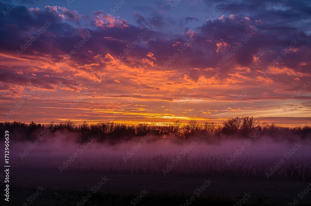 Fototapeta premium Twilight near deep purple and shadowy clouds