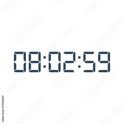 LED digital clock number for counter or calculator mockup design