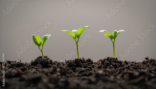 Three seedlings emerging fr...