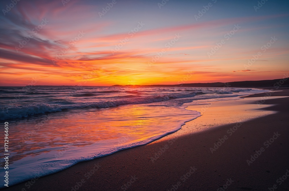 Obraz premium Evening Glow Over the Upper Coastline of the Peninsula