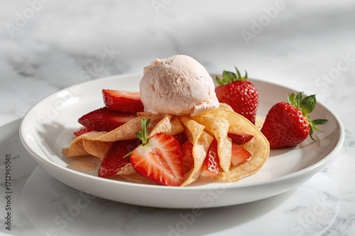 White plate holding a crepe...