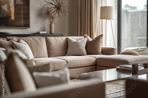 Modern lounge area with a c...
