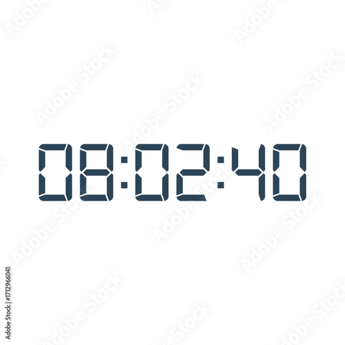 LED digital clock number for counter or calculator mockup design