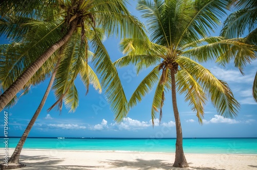 Towering coconut trees besi...