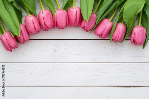 Bright pink tulips arranged...