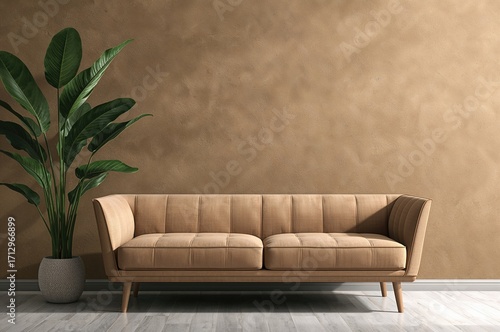 Modern couch accompanied by...
