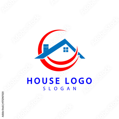 Real Estate logo, Builder logo, roof construction logo design template vector illustration