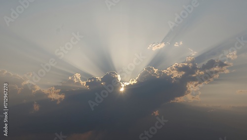 Sunset beams break through ...