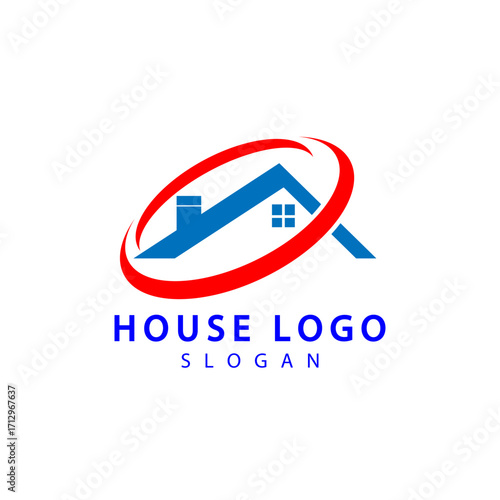 Real Estate logo, Builder logo, roof construction logo design template vector illustration