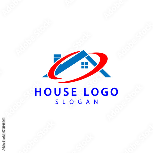 Real Estate logo, Builder logo, roof construction logo design template vector illustration