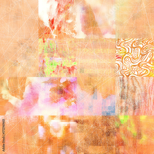 Canvastavla Pale pastel fields blend mauve, peach, lavender and icy blue into soft translucent layers