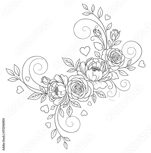 Elegant Decorative Floral Ornaments and Botanical Design Elements with Swirls, Leaves, Arrows and Flowers for Borders, Frames, Dividers, Patterns, and Decorative Artwork in Vintage and Modern Styles