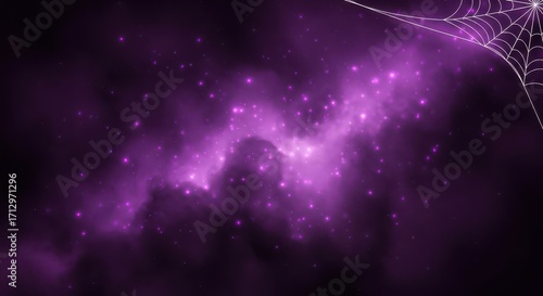Cosmic Nebula Abstract Background With Spiderweb Overlay