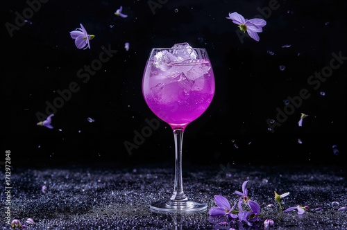Elegant violet drink served...