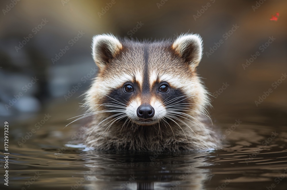 Fototapeta premium Close-up shot of an adorable fuzzy raccoon